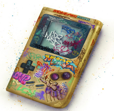 Gold Vandalized Gameboy by ONEMIZER