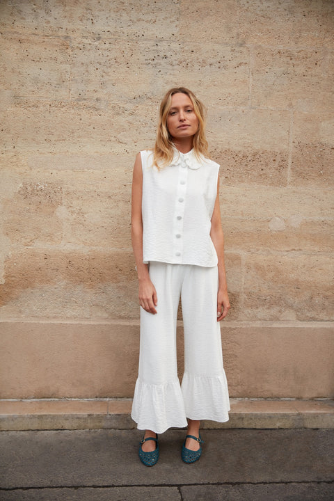 Sleeveless Ivory Clara Shirt