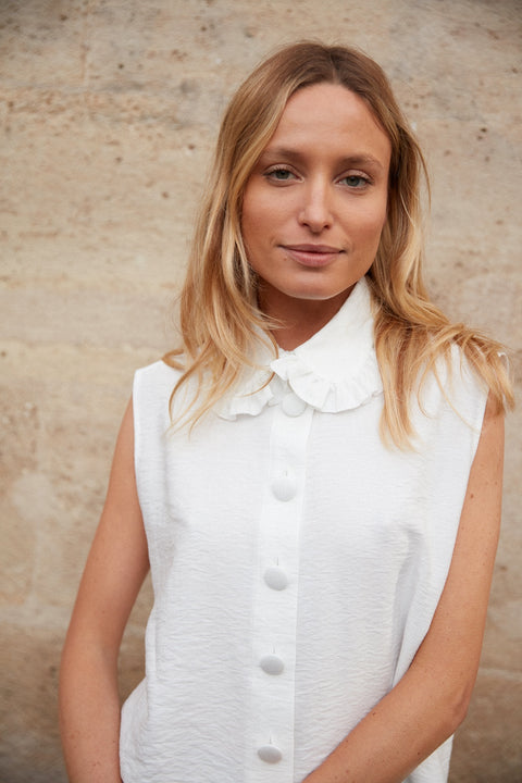 Sleeveless Ivory Clara Shirt