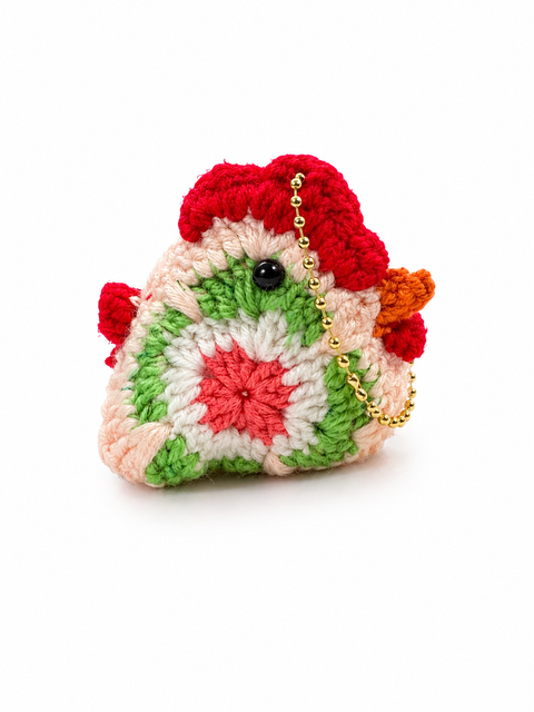 Crochet Lucky Chicken Rooster Small Coco with Key Chain 🐓✨