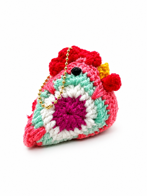 Crochet Lucky Chicken Rooster Small Coco with Key Chain 🐓✨