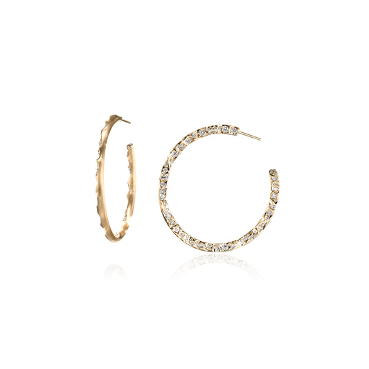 Fully Paved Hoops Yellow Gold