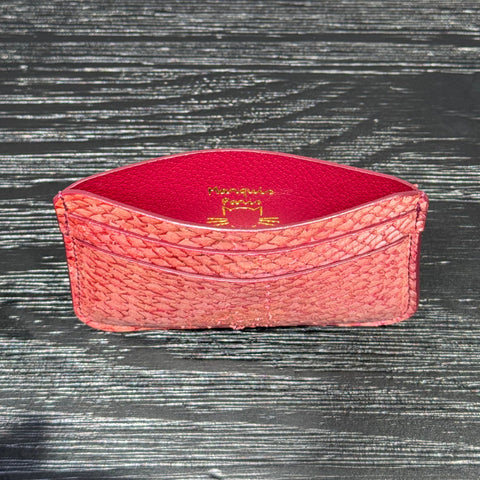 Salmon Leather Cardholder – Handcrafted in Paris