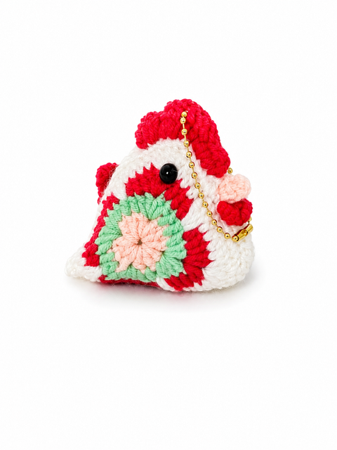 Crochet Lucky Chicken Rooster Small Coco with Key Chain 🐓✨
